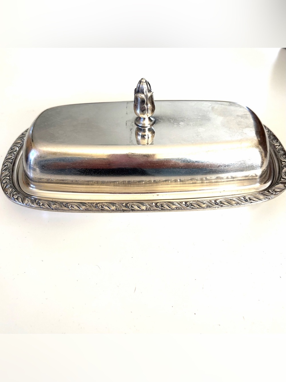 Oneida silversmiths butter dish with glass insert vintage
